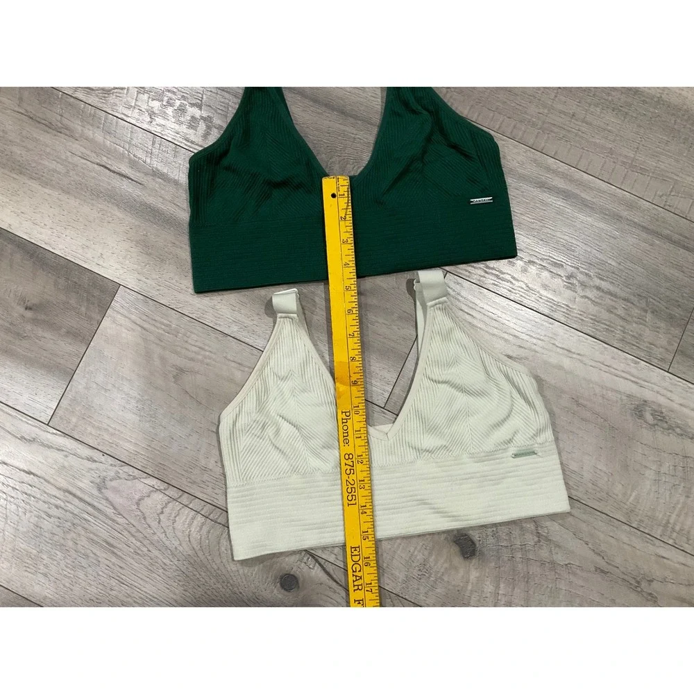 Danskin Intimates Ribbed Bralette 2 Pack Green Mint XL V-Neck Wireless Seamless